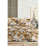 %100 Pamuk Ranforce Çeyizlik Luxury 5d Dijital Çift Kişilik Nevresim Takımı Gold - Sarı - Gri - 200 x 220 cm
