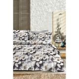 %100 Pamuk Ranforce Çeyizlik Luxury 5d Dijital Çift Kişilik Nevresim Takımı Gri - Sarı - Gri - 200 x 220 cm