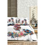 %100 Pamuk Ranforce Çeyizlik Luxury 5d Dijital Çift Kişilik Nevresim Takımı Nakış - Pudra-2 - 200 x 220 cm