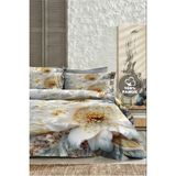 %100 Pamuk Ranforce Çeyizlik Luxury 5d Dijital Çift Kişilik Nevresim Takımı Orkide Örgüsü - Beyaz - Gri - 200 x 220 cm