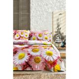 %100 Pamuk Ranforce Çeyizlik Luxury 5d Dijital Çift Kişilik Nevresim Takımı Papatya - Beyaz - 200 x 220 cm