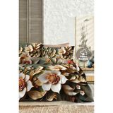%100 Pamuk Ranforce Çeyizlik Luxury 5d Dijital Çift Kişilik Nevresim Takımı Tuval - Yeşil - Sarı - 200 x 220 cm