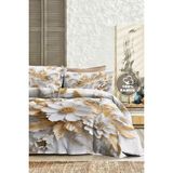 %100 Pamuk Ranforce Çeyizlik Luxury 5d Dijital Çift Kişilik Nevresim Takımı Whıte - Beyaz - Bej - 200 x 220 cm