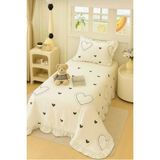 %100 Pamuk Ranforce Tek Kişilik Fırfırlı Nevresim Seti Fırfırlı, Yumuşak, Nefes Alabilen - Ekru - 160 x 220 cm