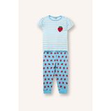 %100 Pamuk Regular Fıt Kısa Kollu Baskılı Tişört Baskılı Lastikli Paça Alt 2'li Pijama Takımı Kız Bebek