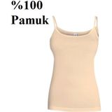 %100 Pamuk Ribana Ip Askılı Kadın Atlet Ten Rengi 6'lı Paket 470