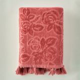 %100 Pamuk Rose Jakarlı Yüz Havlusu Mürdüm (50X90 Cm) - 50 x 90 cm