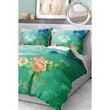 %100 Pamuk Saten Nevresim Takımı Lastikli Çarşaf Deluxe Çift Kişilik 3D Flowers, PREMIUM0651HF - Çok Renkli - 100 x 100 cm