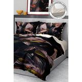 %100 Pamuk Saten Nevresim Takımı Lastikli Çarşaf Deluxe Çift Kişilik 3D Güz - Lacivert, Premi - Çok Renkli - 100 x 100 cm