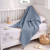 %100 Pamuk Waffle Bebek Pikesi | 90x110 cm | Nefes Alabilir Örtü, Yumuşak Dokulu, 7 Renk Seçenekli Bebek Battaniyesi (İndigo)