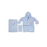 %100 Pamuk Yenidoğan Bebek Çocuk Bornoz Havlu Takımı Set SB 686