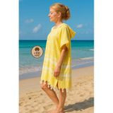 %100 Pamuk Yetişkin Peştemal Panço Bornoz Plaj Havlusu Sarı L-xl Sarı