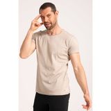 %100 Pamuk Yüksek Kalite Kumaş Erkek Tişört., Yağ Yıkama (Dirty Oil) Vintage Sand Erkek Tshirt - XL - Bej