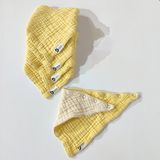 %100 Pamuklu 8 Kat Muslin Kumaş Çift Çıtçıtlı 5'li Bebek Mama Önlüğü/ağız Mendili - Sarı - 0 - 2 Yaş
