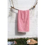 %100 Pamuklu 90x180 Peştemal Plaj Havlusu Balık Desen Jakarlı PEMBE