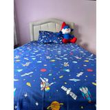 %100 Pamuklu Astronot Desenli Çocuk Nevresim Takımı - Emn Vizyon Tekstil - 100 x 200 cm - Lacivert - Gri