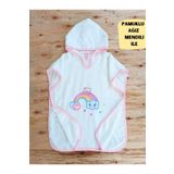 %100 Pamuklu & Başlıklı Bebek Banyo Havlusu - Gökkuşağı Nakışlı Yumuşak & Su Emici Havlu