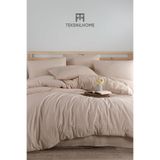 %100 Pamuklu Bej Natural Stripe Nevresim Takımı 3 Parça (ÇİFT KİŞİLİK) Bej 200 x 230