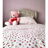 %100 Pamuklu Çilek Desenli Çocuk Nevresim Takımı - Emnvizyontekstil - Bebe Pembesi - 100 x 200 cm
