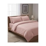 %100 Pamuklu Çizgili Saten King Size 220X240Cm Nevresim Takımı, Pudra
