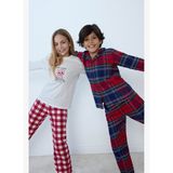 %100 Pamuklu Desenli Flanel Beli Lastikli Pijama Takımı Erkek Çocuk