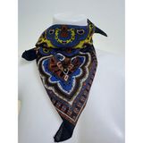%100 Pamuklu Ekstra Yumuşak Unısex Bandana Etnik Desen - Açık Sarı - Siyah