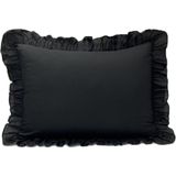 %100 Pamuklu Fırfırlı Yastık Kılıfı 50X70 cm (1 Adet) - Siyah - 50 x 70 cm