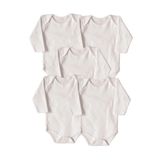 %100 Pamuklu Interlok Beyaz Uzun Kol 5'li Basic Bebek Badi Body Zıbın Set, 6 Ay