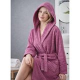 %100 Pamuklu Kapşonlu Kadın ve Erkek Cepli Kapüşonlu Bornoz Alanteks Premium Bornoz - 3XL - Mor