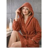 %100 Pamuklu Kapşonlu Kadın ve Erkek Cepli Kapüşonlu Bornoz Alanteks Premium Bornoz - XL - Bordo