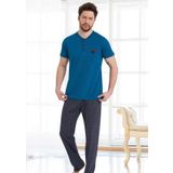 %100 Pamuklu Kısa Kol Erkek Pijama Takım