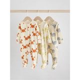 %100 Pamuklu Krem Deniz Canlıları Desenli 3'lü Tulum Set - Çok Renkli - 1 - 3 Ay