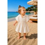 %100 Pamuklu Müslin Kumaş Çocuk&bebek Kapüşonlu ve Panço Bornoz, Plaj Havlusu - 6 - 12 Ay - Ekru - Pembe