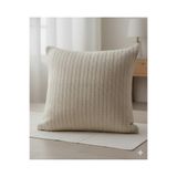 %100 Pamuklu Örgü Kumaş Bej Dekoratif Kırlent Kılıfı 45X45 Cm 2 Adet, Bej