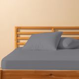 %100 Pamuklu Tek Kişilik Lastikli Çarşaf 120X200+30 | 50X70 Yastık Kılıfı ( 1 Adet ) - Gri - 120 x 200