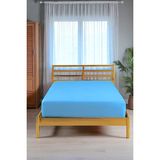 %100 Pamuklu Tek Veya Çift Kişilik Lastikli Çarşaf (Fitted Jersey/penye Çarşaf) - Bebe Mavisi - 100 X 200