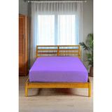 %100 Pamuklu Tek Veya Çift Kişilik Lastikli Çarşaf (Fitted Jersey/penye Çarşaf) - Lila - 140 X 200