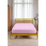 %100 Pamuklu Tek Veya Çift Kişilik Lastikli Çarşaf (Fitted Jersey/penye Çarşaf) - Pembe - 120 X 200