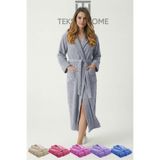 %100 Pamuklu Unisex Bornoz Şalyaka Cepli Büyük Beden 3XL 4XL Erkek Kadın Bornoz Gri 4XL
