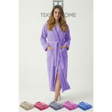 %100 Pamuklu Unisex Bornoz Şalyaka Cepli Büyük Beden 3XL 4XL Erkek Kadın Bornoz Lila 4XL