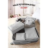 100% Polipropilen 6'lı Valiz Düzenleyici Filesiz Set Gri Benekli Orta Type 0 6 Gri 02-FİLESİZ