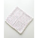%100 Ponponlu Müslin Bebek Pike Battaniye - 90x90 - Kalp Desen