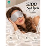 %100 Saf İpek Uyku Maskesi Göz Bandı (Gümüş Gri)