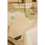 %100 Saf Yün Yorgan Yıkanabilir Hafif Ince | Yaz/kış Kullanım Premium - 155 x 215 cm - Gümüş