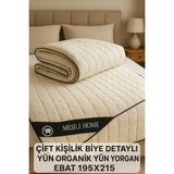 %100 Saf Yün Yorgan Yıkanabilir Hafif Ince | Yaz/kış Kullanım Premium - 195 x 215 cm - Gümüş