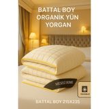 %100 Saf Yün Yorgan Yıkanabilir Hafif Ince | Yaz/kış Kullanım Premium - 215 x 235 cm - Krem
