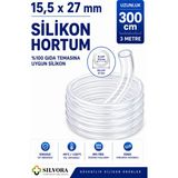 %100 Silikon Hortum 15,5X27 Mm-Iç Çap 15,5 Mm-Dış Çap 27 Mm-3 Metre-Gıda Temasına Uygun, Şeffaf, Esnek - 15,5 x 27