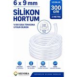 %100 Silikon Hortum 6x9 Mm-Iç Çap 6 Mm-Dış Çap 9 Mm-3 Metre-Gıda Temasına Uygun, Şeffaf, Esnek - 6 x 9 mm