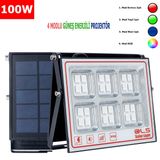 100 Solar 5 Modlu Güneş Enerjili Led Projektör Mavi Yeşil Kırmızı Ve Rgb Renk Aydınlatma