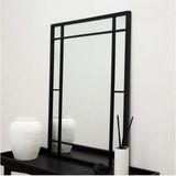 100 x 70 cm Pencereli Konsol Üstü Siyah Dekor Aynası